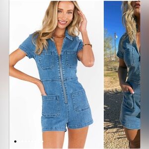 NWT! Show me your mumu Ranch denim romper jumpsuit size M. Sold out online!
